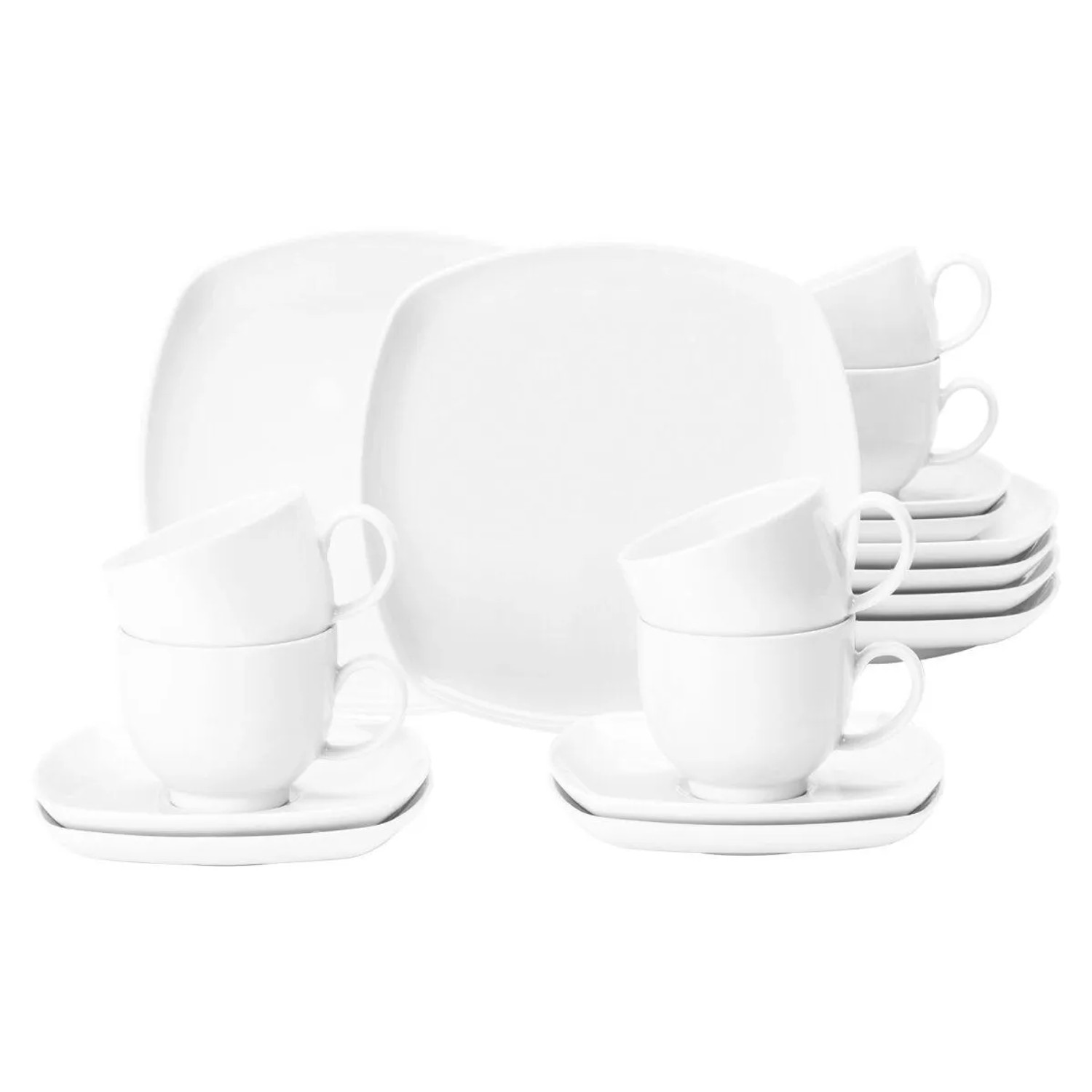 Seltmann Weiden Lido Weiß Kaffeeservice 18-teilig Eckig