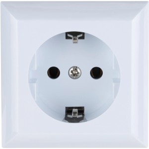 Weiße REV Aufputz-Schutzkontakt Steckdose PlanoLuxe für den Innenbereich.