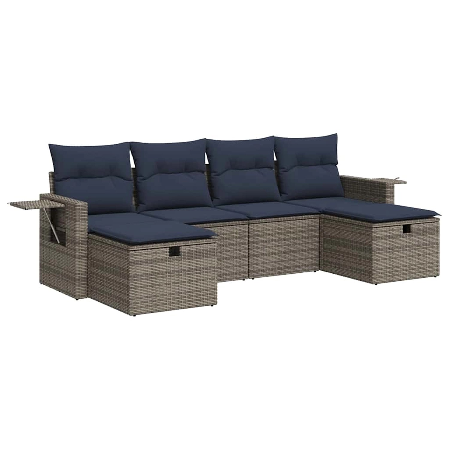 vidaXL 6-Tlg Garten-Sofagarnitur mit Kissen Grau Poly Rattan 3325527 günstig online kaufen