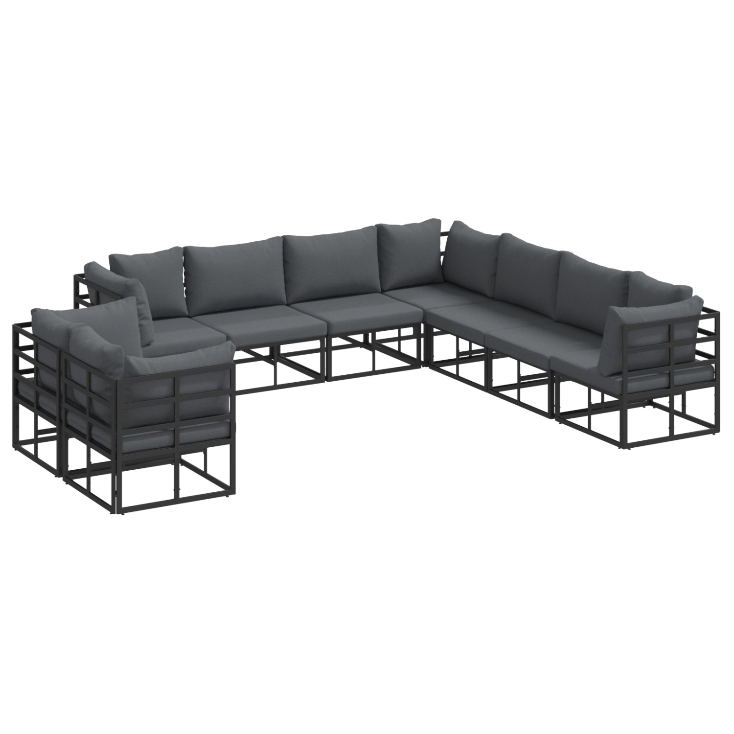 vidaXL Garten-Sofa-Set mit Kissen 9-Tlg Schwarz Aluminium 3378882 günstig online kaufen