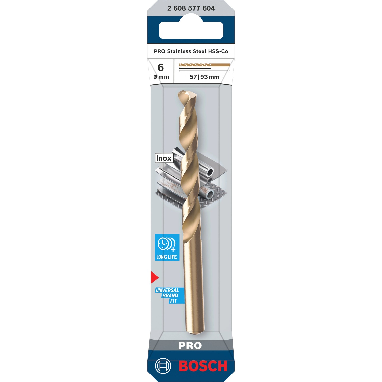 Bosch Spiralbohrer Pro Stainless Steel, 6mm, für Edelstahl. Metallbohrer in Bronze.