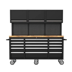 Galaflor Mobile Werkbank mit Lochwand Oberschränken und Arbeitsplatte 183 cm