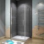 Duschparadies Eckdusche 90x90cm mit Pendeltür, 6mm NANO Glas und Chromprofil.