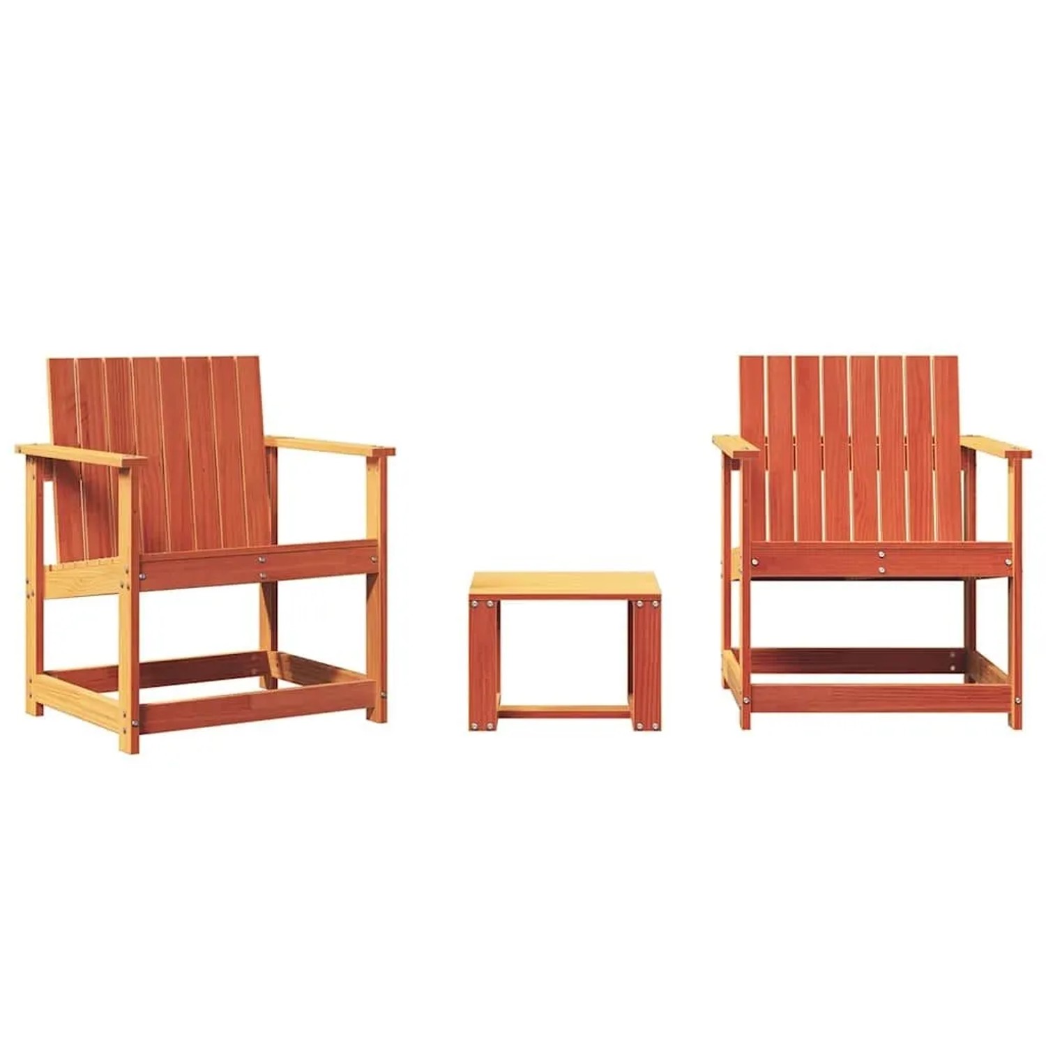 vidaXL 3-Tlg Garten-Lounge-Set Wachsbraun Massivholz Kiefer 844663