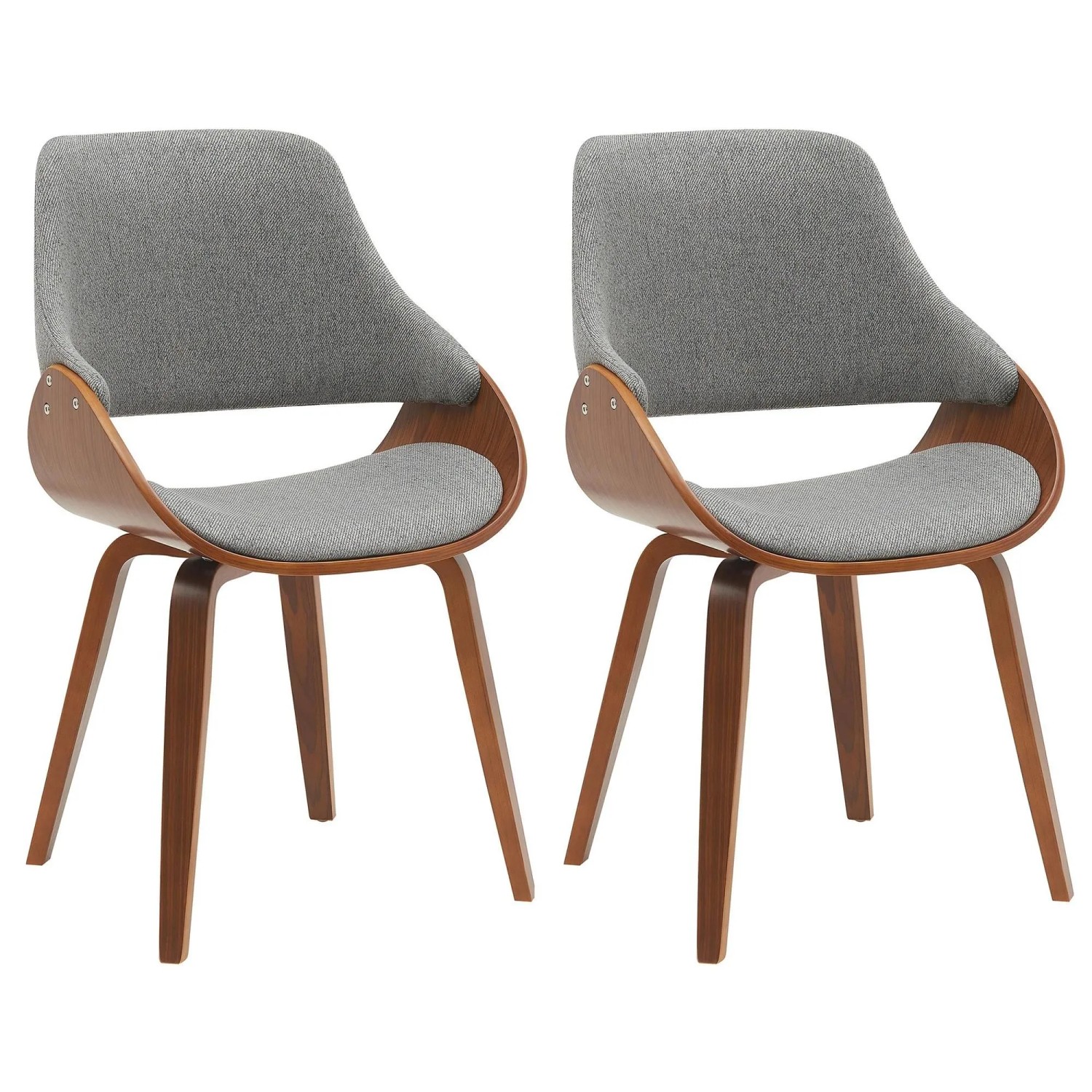 DELUKE 2er Set Esszimmerstuhl GILIS Stoff Walnuss/dunkelgrau 52x54x86cm Essstühle Esszimmerstühle Küchenstühle Wohnzimmerstühle