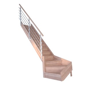 StarWood Treppe Rhodos Buche, gewendelt, mit Edelstahl-Geländer und Setzstufen.