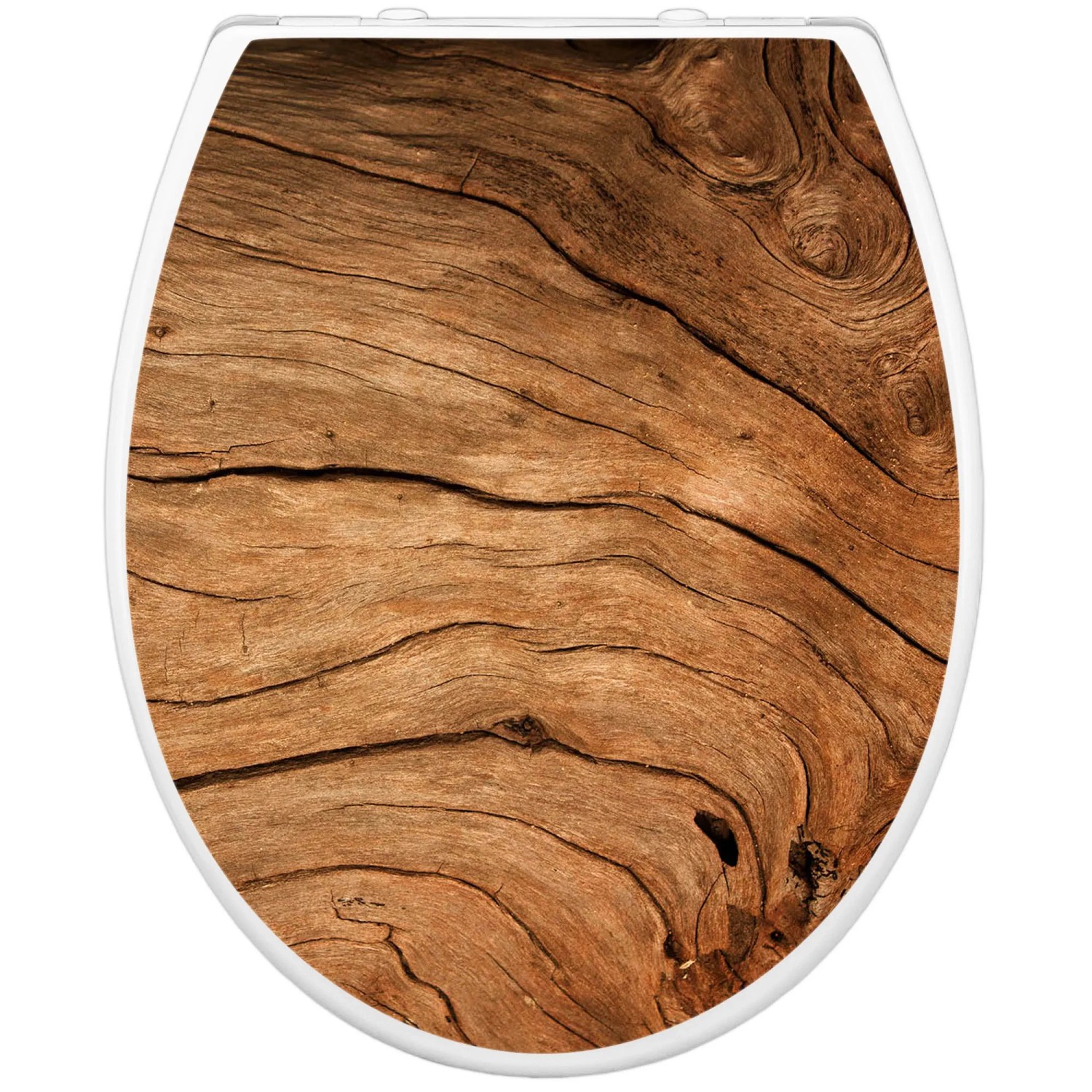 Banjado WC-Sitz Familie mit Absenkautomatik, Motiv Trockenes Holz. Klodeckel mit Kindersitz aus Polypropylen.