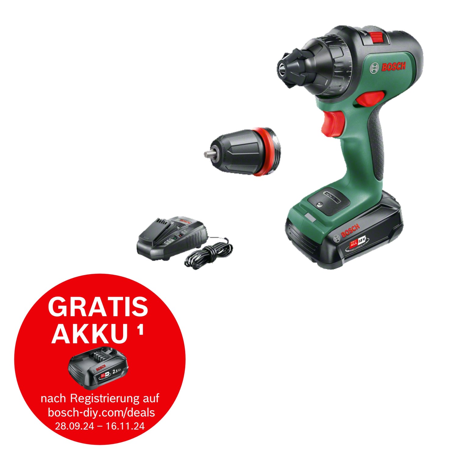 Bosch 18 V Akku-Bohrschrauber AdvancedDrill 18 inkl. 2,5 Ah Akku mit Koffer