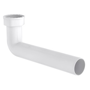 Weißer Kirchhoff Abgangsbogen, 44,9 mm Innengewinde, 235 mm Länge, für Spüle.