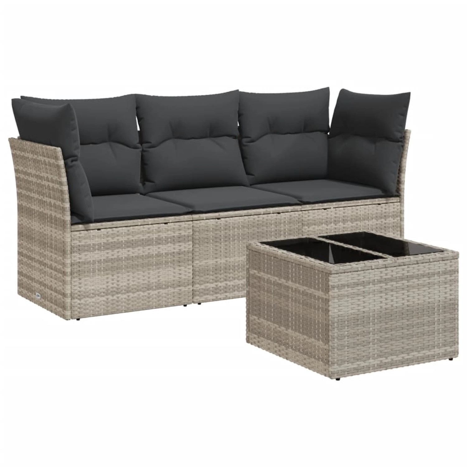 vidaXL 4-Tlg Garten-Sofagarnitur mit Kissen Hellgrau Poly Rattan 3217222 günstig online kaufen