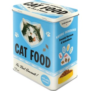 Nostalgic-Art Vorratsdose 'Cat Food Love Mix' L, blaue Dose mit Katzenmotiv für Katzenfutter.