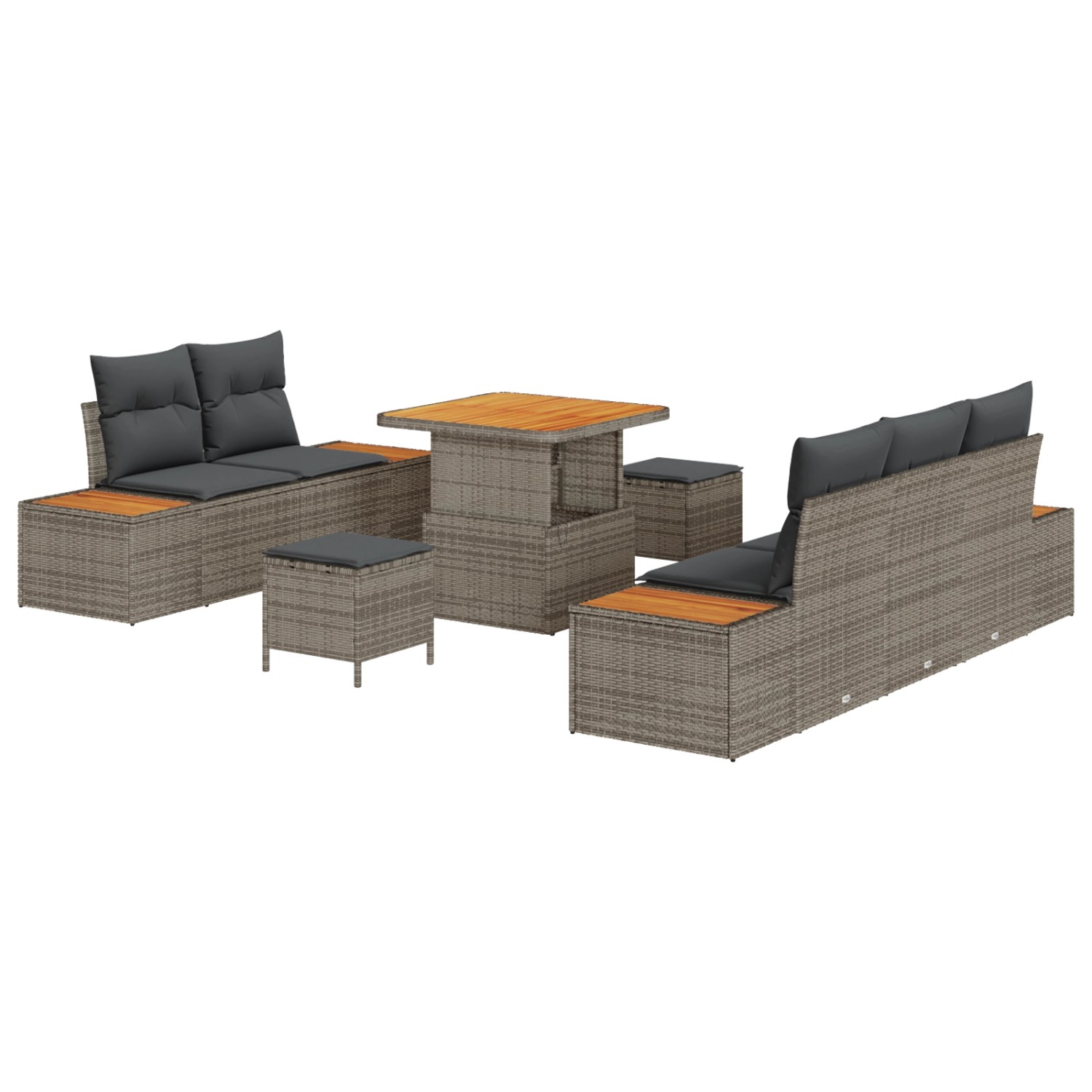 vidaXL Garten-Sofa-Set mit Kissen 8-Tlg Grau Poly Rattan 3362858 günstig online kaufen
