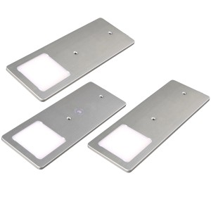 Kalb LED Unterbauleuchten Silber 3er Set. Flache Küchenleuchten mit Touchdimmfunktion und warmweißem Licht.