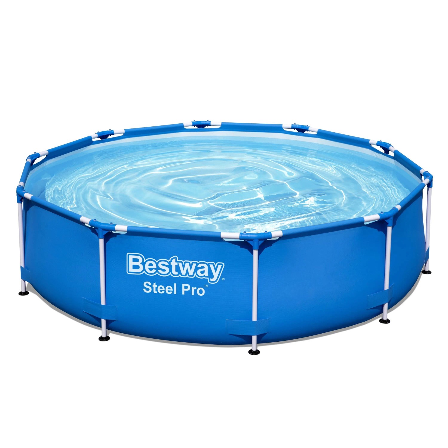 DELUKE Pool TIMM Rund Kunststoff Blau 76x305x305cm Aufstellpool Gartenpool