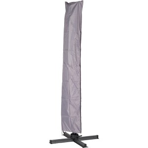 Graue Acamp Premium Schutzhülle für Sonnenschirme bis 450cm auf einem Schirmständer.
