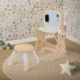 Joyz 3in1 Spieltisch Braun mit LCD-Tafel, Whiteboard und Kinderhocker. Fördert Kreativität.