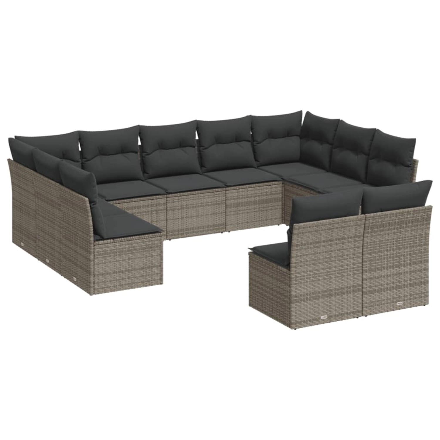 vidaXL 11-tlg Garten-Sofagarnitur mit Kissen Grau Poly Rattan Modell 2