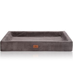 Knuffelwuff Hundebett Santiago, orthopädisch, braungrau, Cord, Größe M-L (85x65cm).