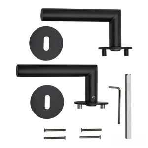 SOTECH Türdrückergarnitur THORE Edelstahl SS304 Flachrosetten Magnetische Cliptechnik Buntbart BB Schwarz Galvanisiert mit Befestigungsmaterial