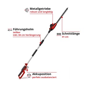 Einhell Akku-Teleskop-Heckenschere GC-HH 18/45 Li T-Solo: Stab-Heckenschere mit Teleskopstiel.