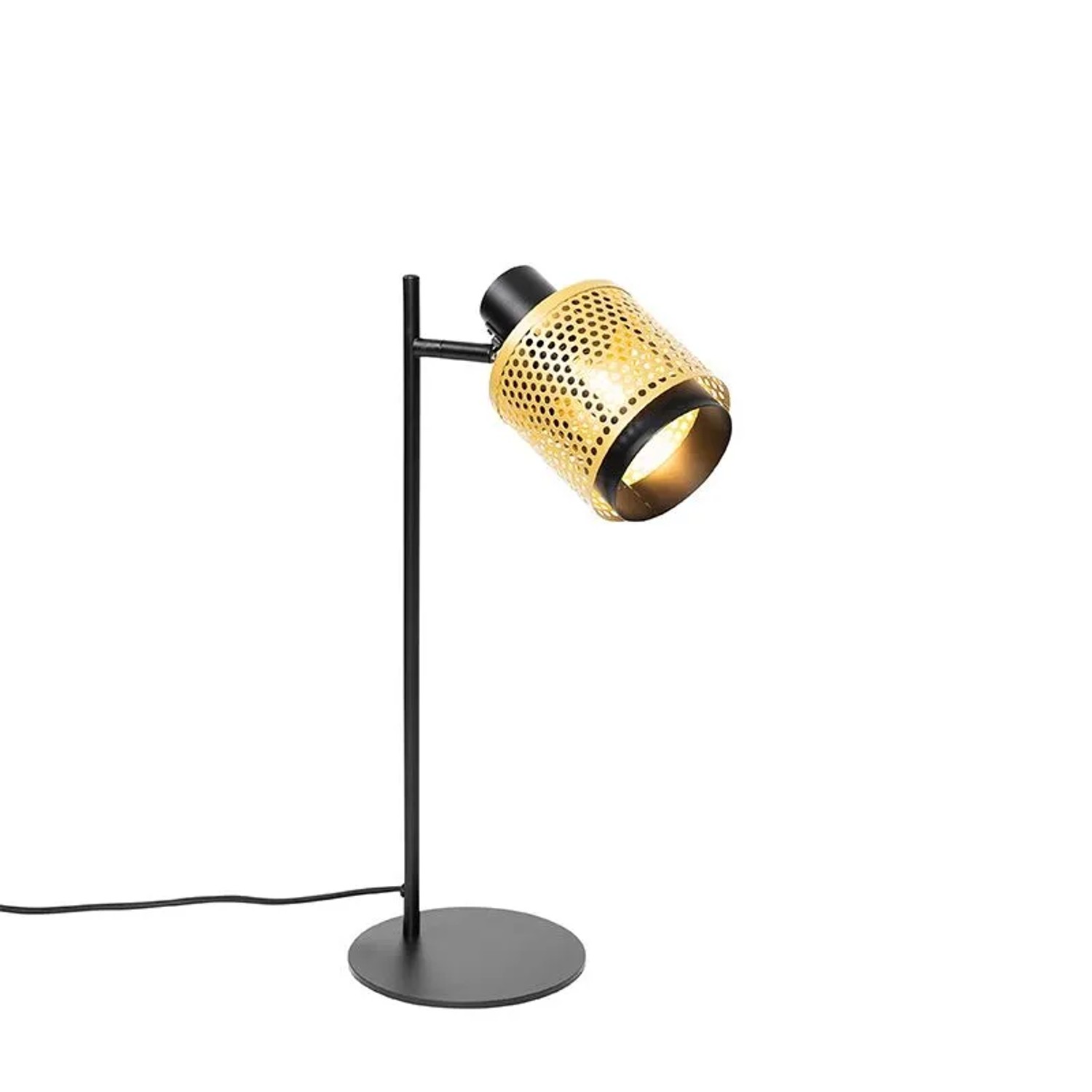 QAZQA Industrielle Tischlampe Schwarz mit Gold Kayden