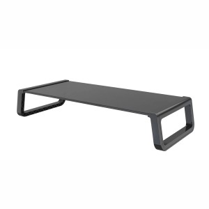 Schwarze Svita Ansan Monitorerhöhung aus Glas, 54,5x22,5x10 cm, für ergonomisches Arbeiten am Schreibtisch.