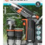 Gardena Premium Reinigungs-Set: Spritze, Wasserstop, Schlauch- & Hahnverbinder, Adapter. Metall-Kunststoff-Ausführung.