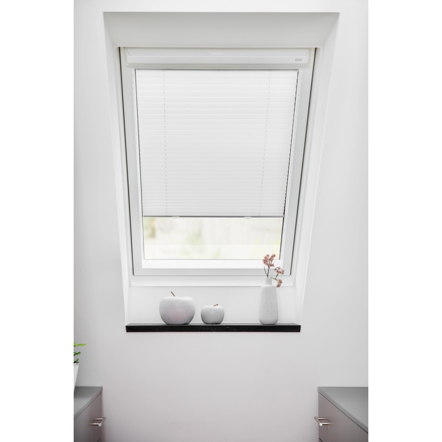 Lichtblick Dachfenster Plissee Easyfix ohne Bohren Weiß 59,3 cm x 100