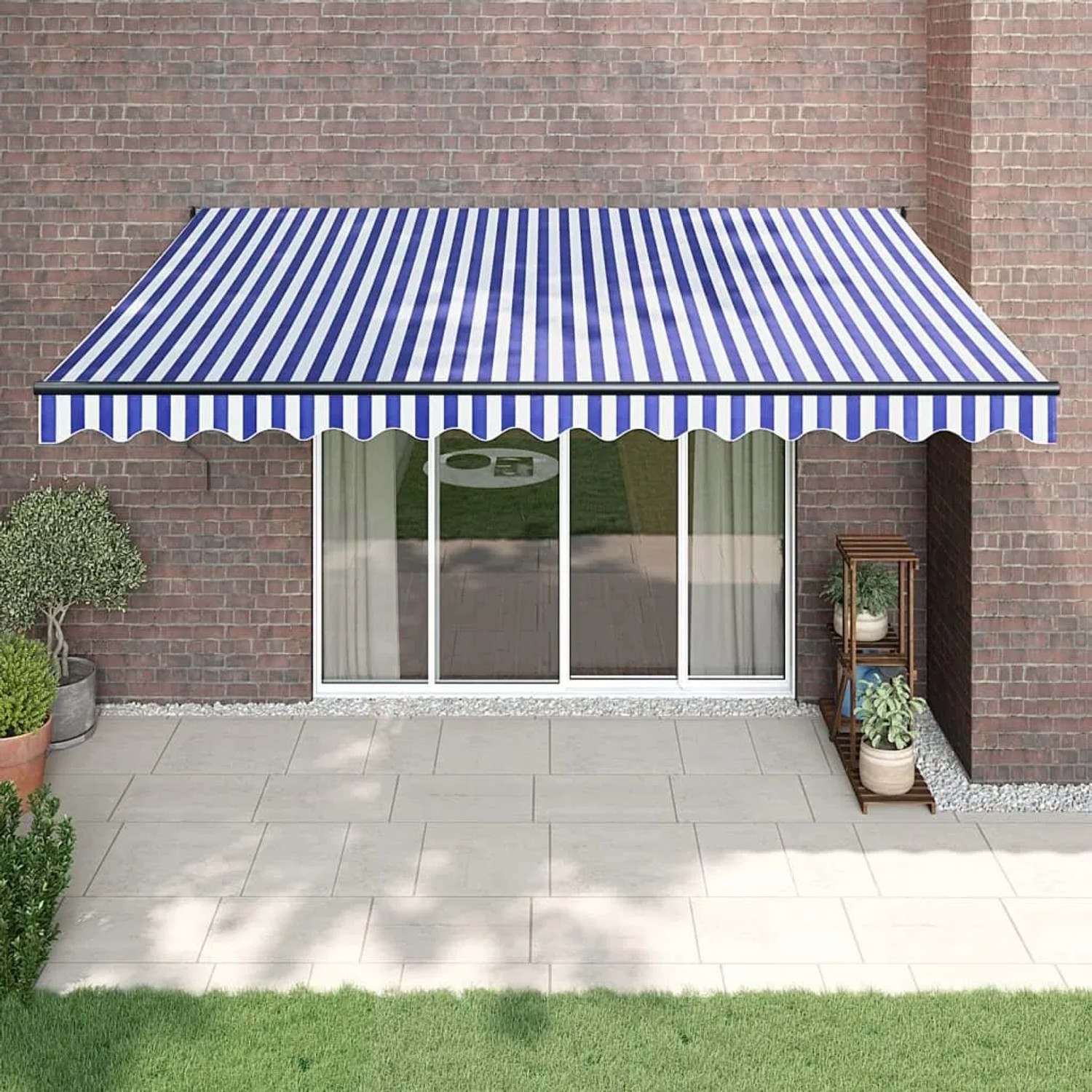 Furnicato Markise Einziehbar Blau Und Weiß 4 5x3 M Stoff Und Aluminium