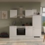 Weiße Flex-Well Classic Küchenzeile Wito, 220 cm breit, mit E-Geräten und Spüle. Made in Germany.