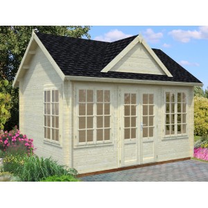 Palmako Claudia Gartenhaus aus unbehandeltem Holz mit Satteldach, 400x300 cm.