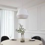 Weiße Lindby Pendelleuchte Vitore aus Textil, skandinavisches Design für Wohnzimmer.