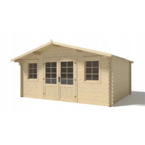 Holz-Gartenhaus Altanka, 19.2 m², mit Doppeltür und zwei Fenstern.