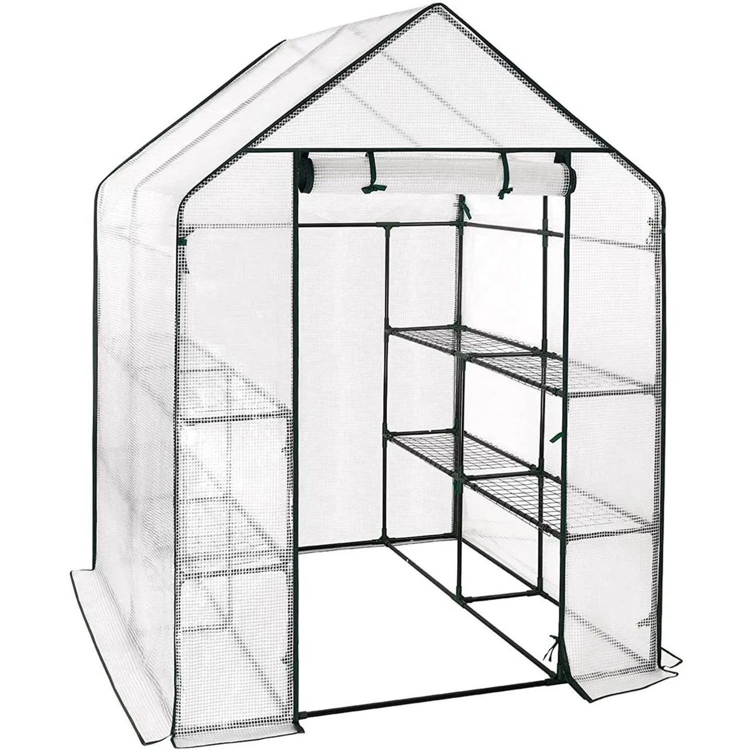 Image of WOLTU Foliengewächshaus 143x143x195 cm 130 g/m² PE Halbtransparent Weiß