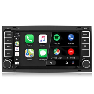 Schwarzes Junsun Autoradio für VW Touareg/T5 Multivan mit Touchscreen, CarPlay, Android Auto, Navigation & Bluetooth.