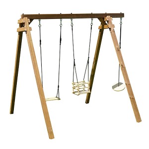 Soulet Holzschaukel Ulysse mit Schaukelsitz, Kindersitz und Schaukelteller für den Garten.
