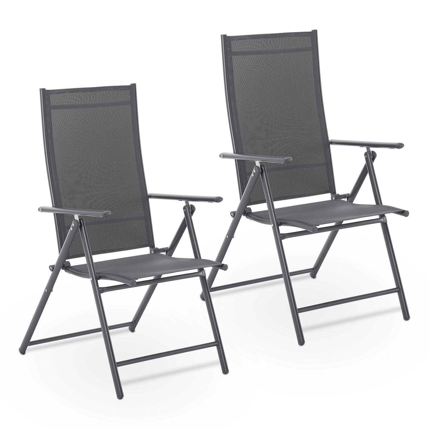 Juskys Gartenstuhl Campingstuhl Calena 2er Set Klappbar Verstellbar Anthraz günstig online kaufen