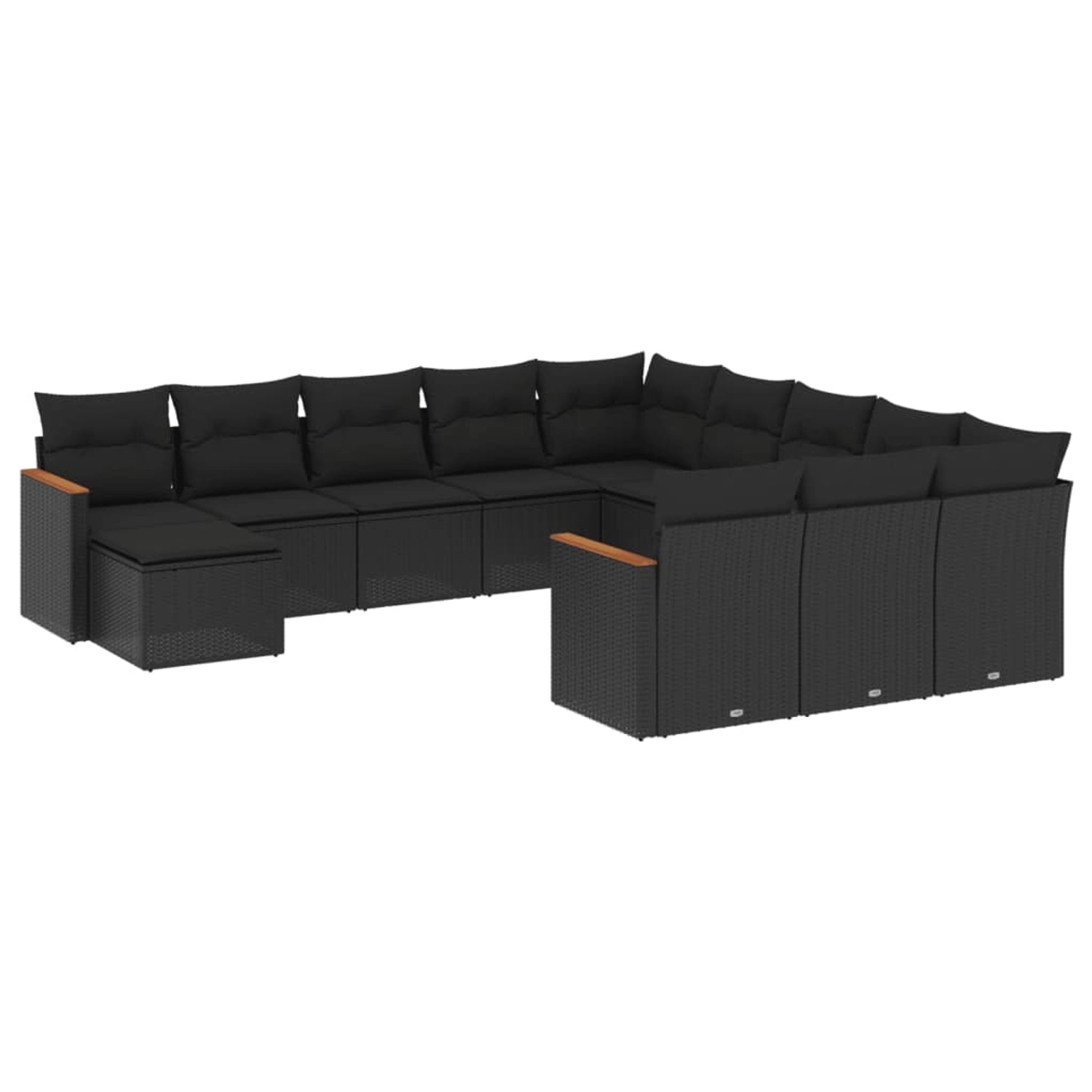 vidaXL 12-Tlg Garten-Sofagarnitur mit Kissen Schwarz Poly Rattan 3226580 günstig online kaufen