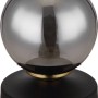 Globo Design-Tischlampe Jorge, schwarz matt mit rauchfarbenem Glasschirm.