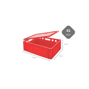 Rote PROREGAL Eurobox E2 (41L) mit Deckel, 10er Sparset. Fleischerkiste, Metzgerkiste.