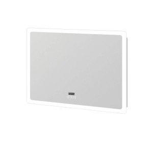 Rechteckiger Duschparadies Badspiegel 80x60cm mit dimmbarer LED-Beleuchtung, Uhr, Bluetooth, Touch.