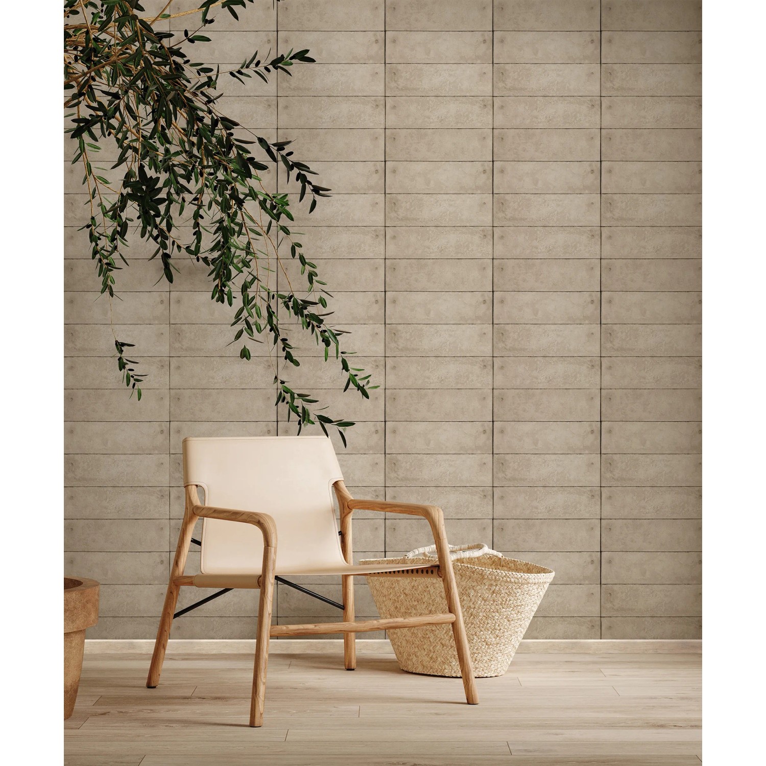 Beige Vliestapete in Betonoptik von Marburg GZSZ, bekannt aus der TV-Serie. Rolle: 10,05 m x 0,53 m.