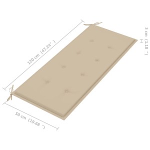 Beige Auflage (120x50x3 cm) für vidaXL Klappbare Gartenbank aus Bambus.