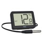 Schwarzes TFA Digitales Innen-Außen-Thermometer mit wasserdichtem Kabelfühler.