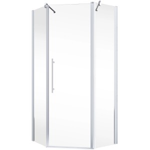 Schulte Fünfeckdusche Alexa Style 2.0, 90x90 cm, mit Drehtür und Alpinweiß-Profil.