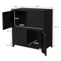 Schwarzer ML-Design Aktenschrank aus Stahl, 75x40x80,5 cm, mit offenen Türen und Maßangaben.