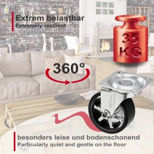 SOTECH Lenkrolle RAPID Ø50 mm Schwarz Belastbar Bis 35 Kg