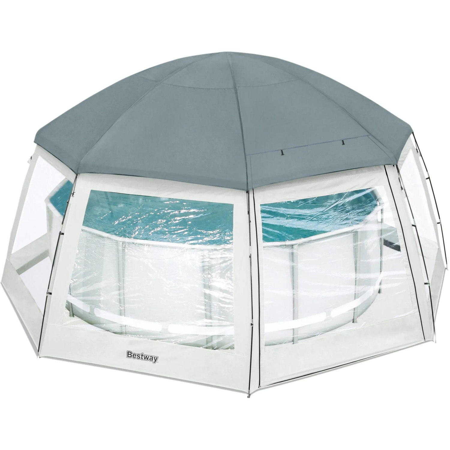 Bestway Pool-Pavillon 600x295 cm für runde Pools bis 488 cm Durchmesser.