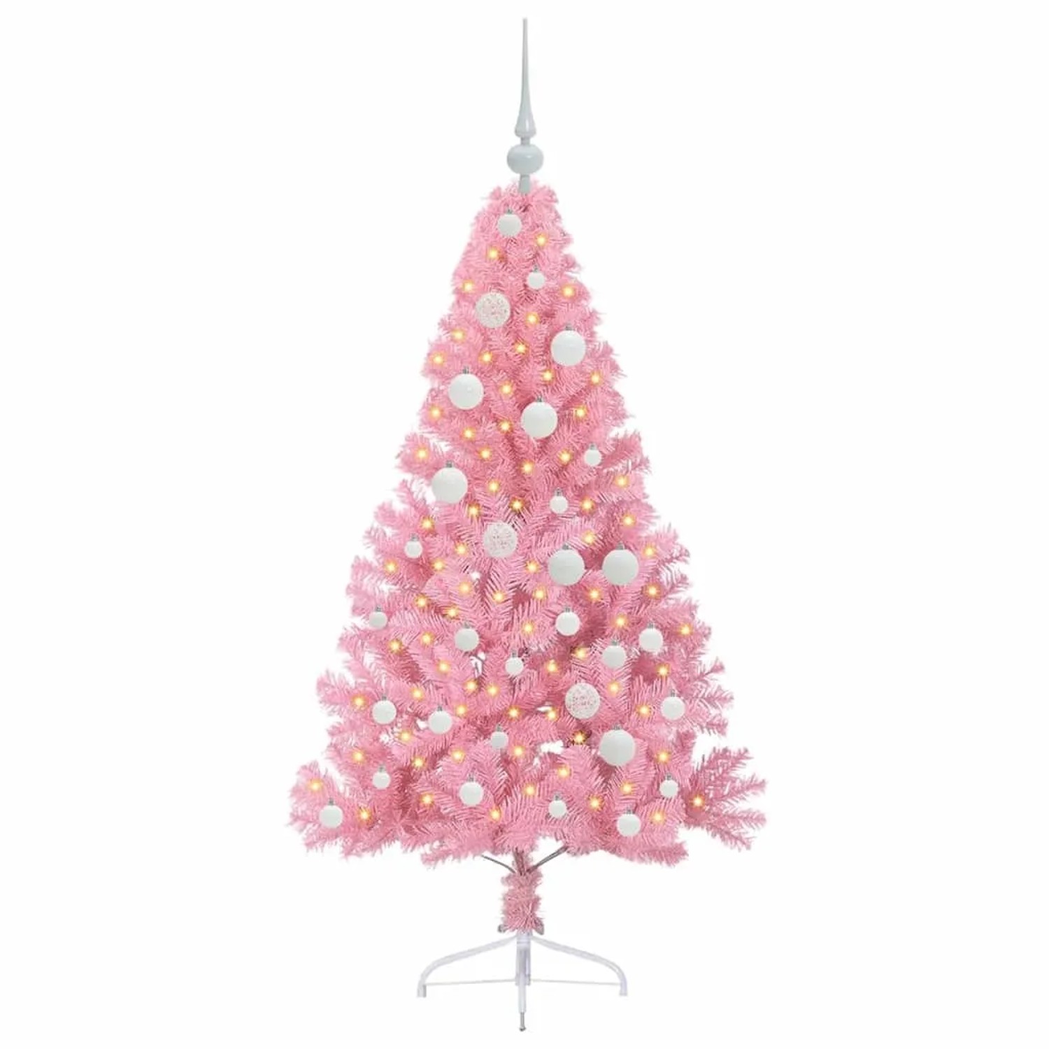 vidaXL Künstlicher Vorbeleuchteter Weihnachtsbaum Rosa 120 cm PVC 3397053