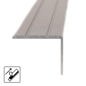 KARAT Winkelprofil, Edelstahl matt, selbstklebend, 2,45x2x100 cm. Ideal für Kanten und Treppen.